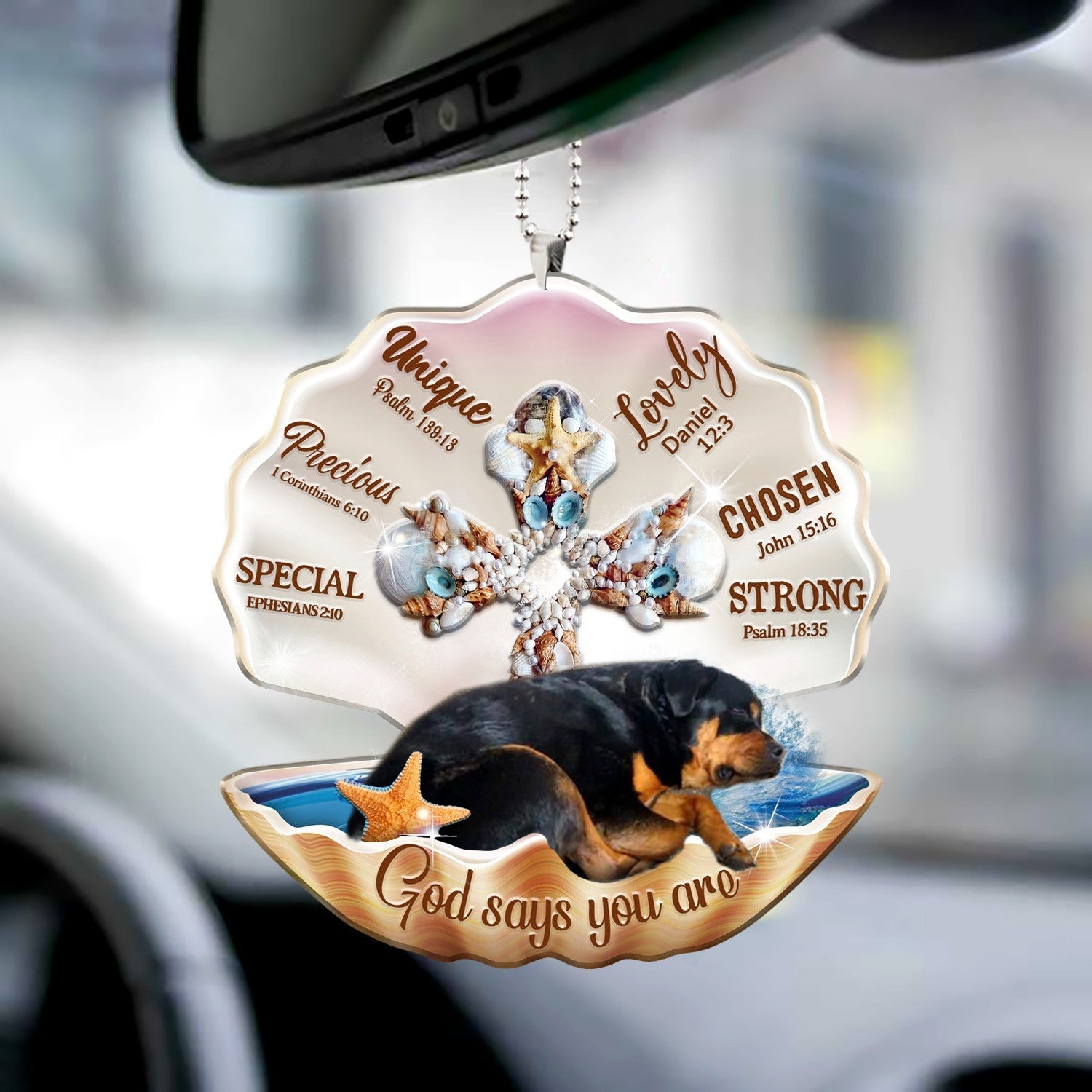 Rottweiler2-You Are Cross In Seashell-Two sides ornament
