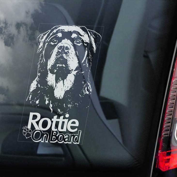 Rottweiler2 on Board-Car Window Sticker-Dog Sign Decal