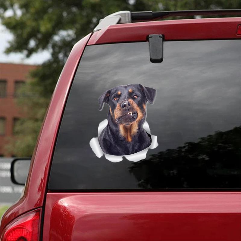 Cute Rottweiler Puppy 4 CRACK CAR STICKER