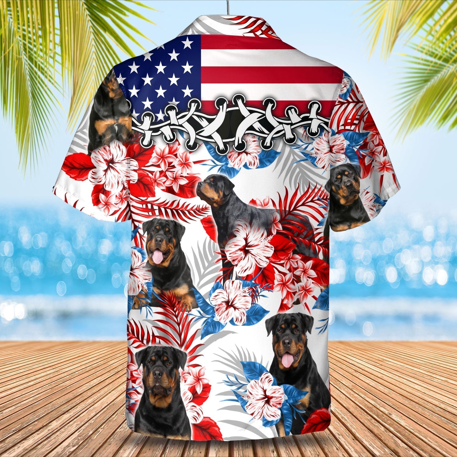 Rottweiler American Flag Hawaiian Shirt