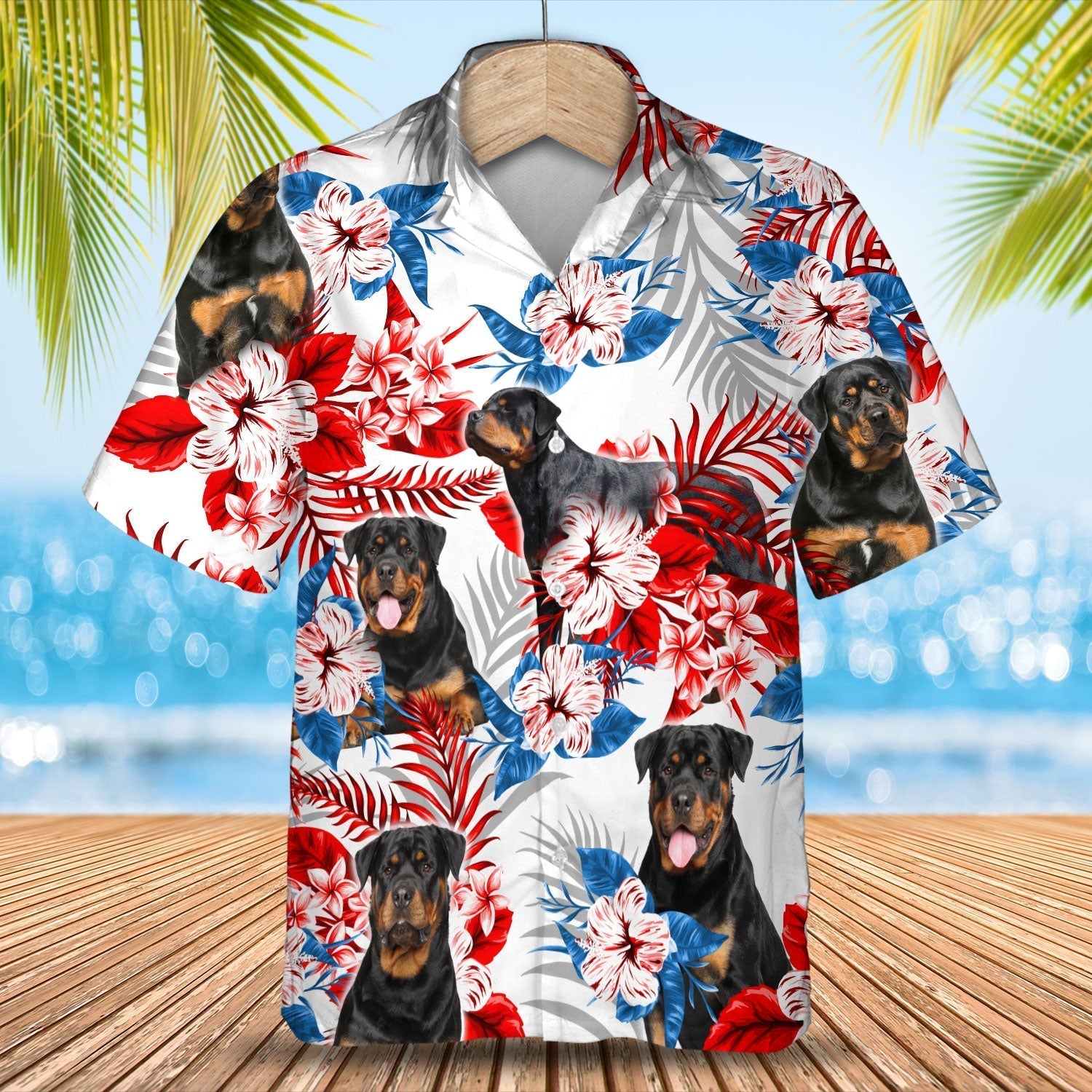 Rottweiler American Flag Hawaiian Shirt