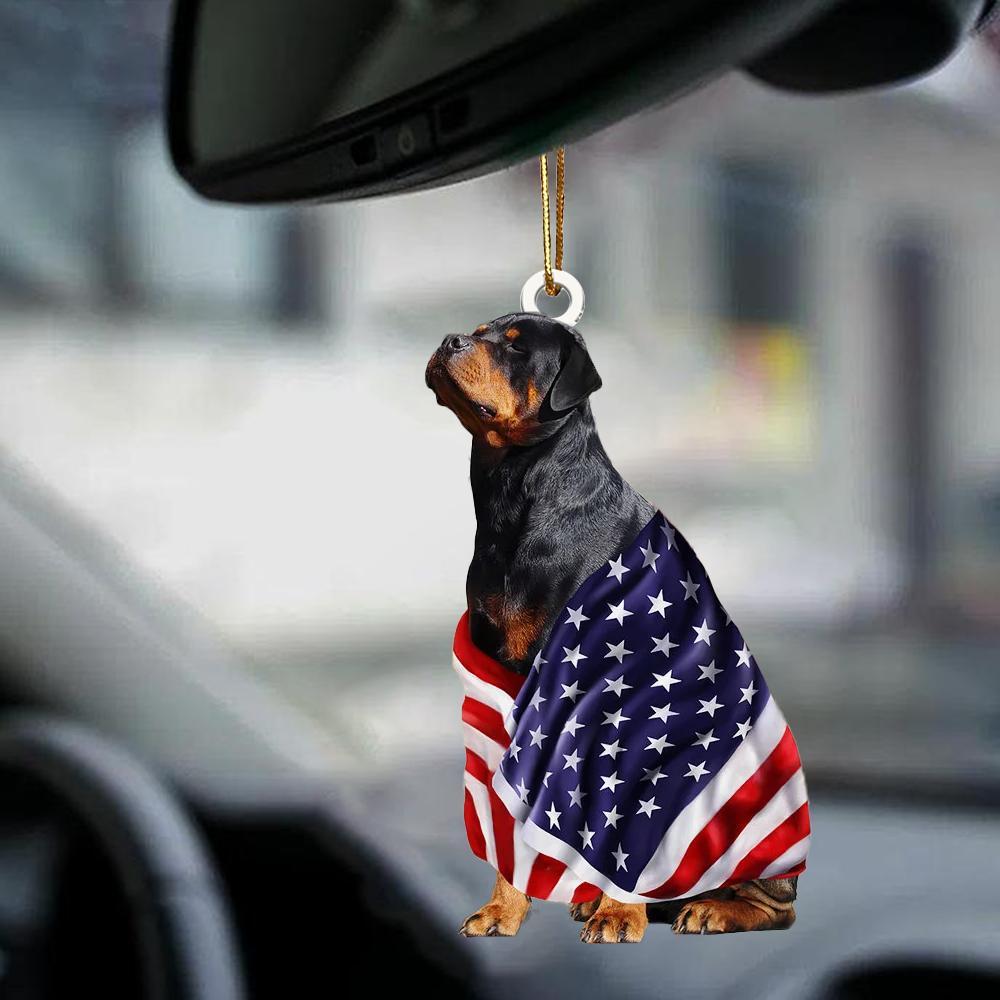 Rottweiler American Patriot Flag Two Sided Ornament