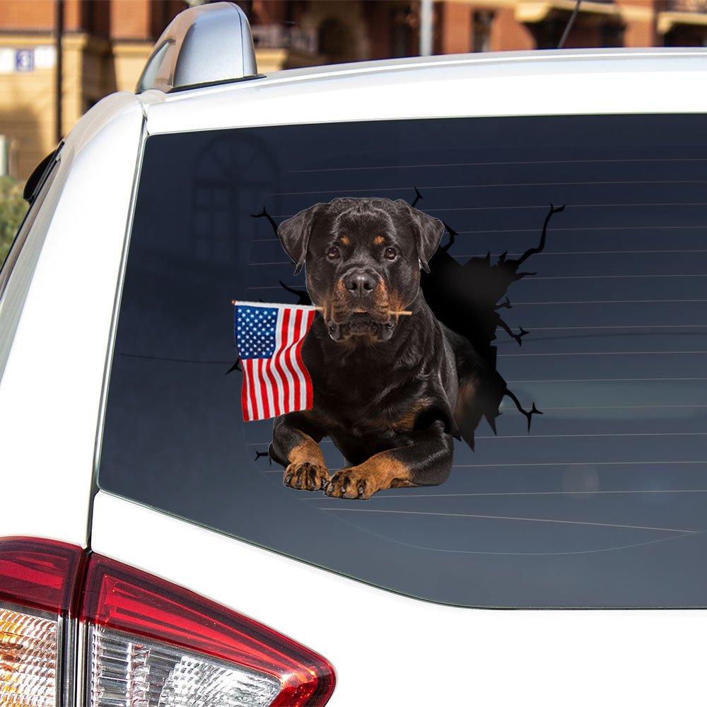 Rottweiler And American Flag Independent Day Car Sticker Decal