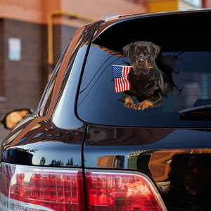 Rottweiler And American Flag Independent Day Car Sticker Decal