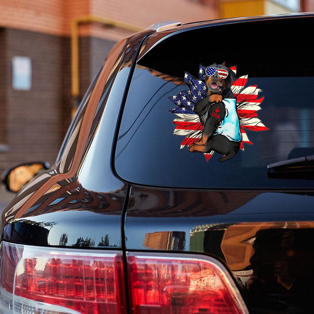 Rottweiler Happy Independence Day Car Sticker