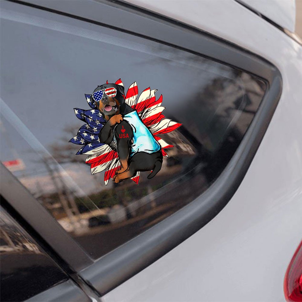 Rottweiler Happy Independence Day Car Sticker