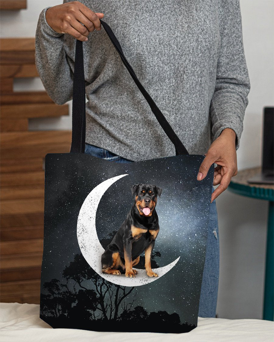 Rottweiler (1)-Sit On The Moon-Cloth Tote Bag