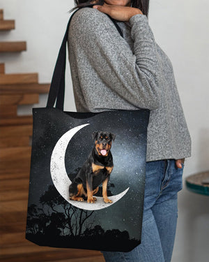 Rottweiler (1)-Sit On The Moon-Cloth Tote Bag