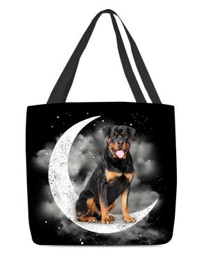 Rottweiler (1) Sit On The Moon With Starts-Cloth Tote Bag