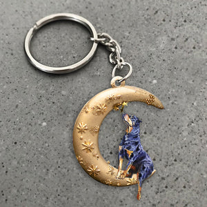 Rottweiler-Dog & Moon Flat Acrylic Keychain