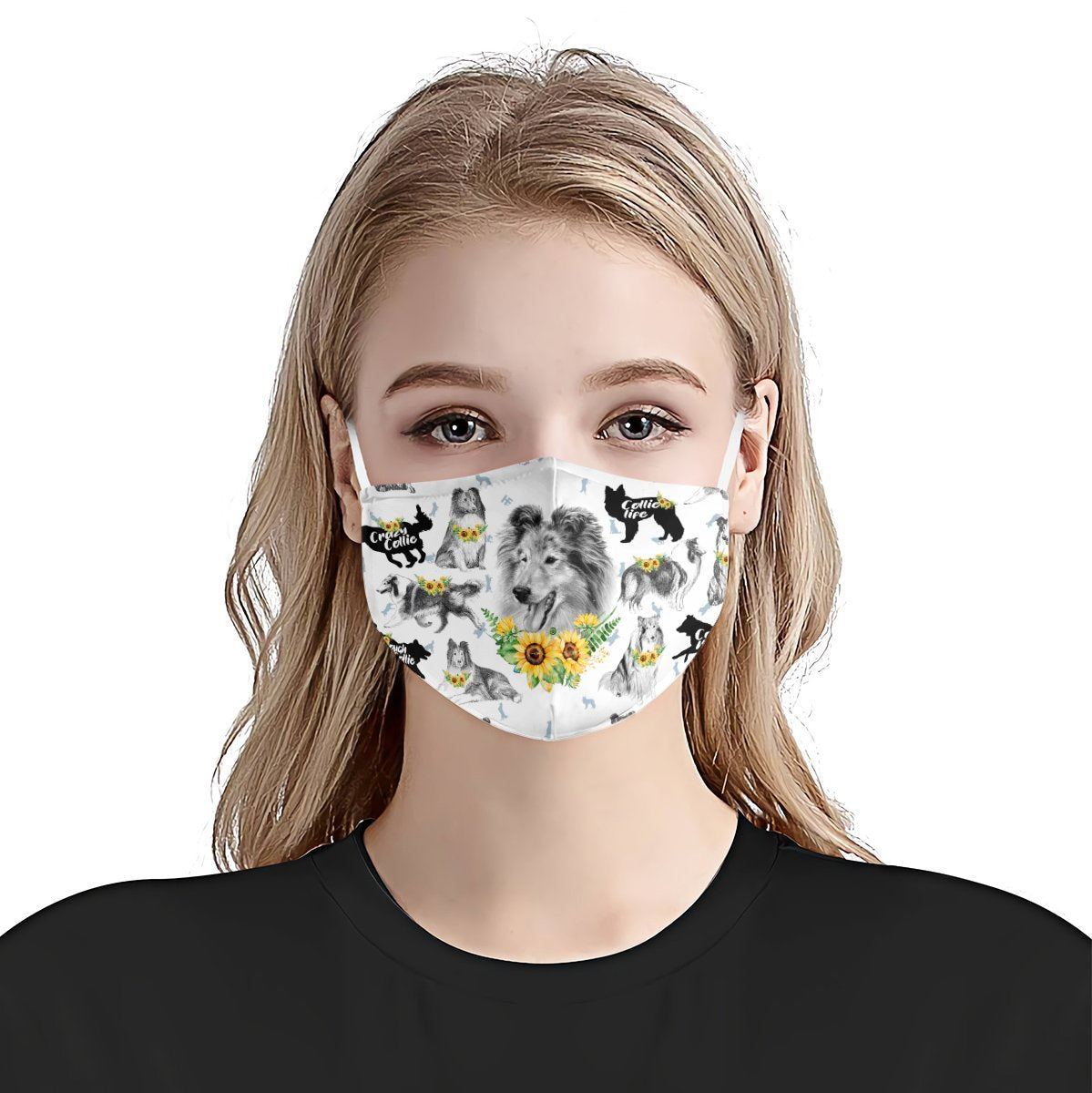 Rough Collie Sunflower EZ07 3006 Face Mask