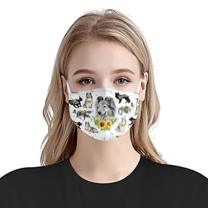 Rough Collie Sunflower EZ07 3006 Face Mask