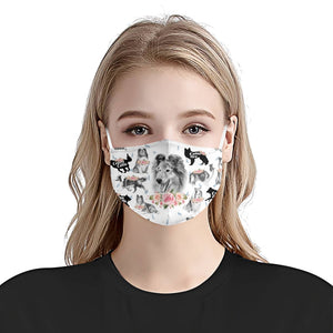 Rough Collie Floral Vintage EZ07 3006 Face Mask