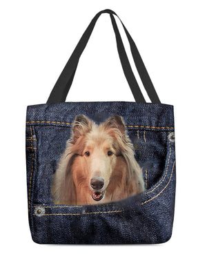 Rough Collie-Dark Denim-Cloth Tote Bag