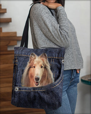 Rough Collie-Dark Denim-Cloth Tote Bag