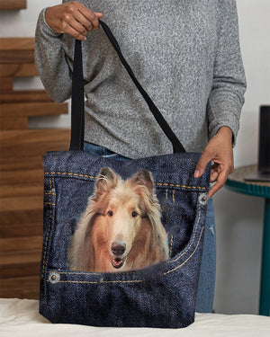 Rough Collie-Dark Denim-Cloth Tote Bag