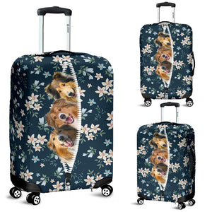 Rough Collie-Flowers-Luggage covers