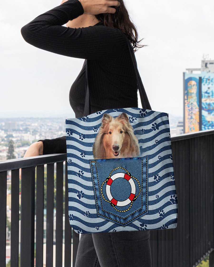 Rough Collie On Board-Cloth Tote Bag