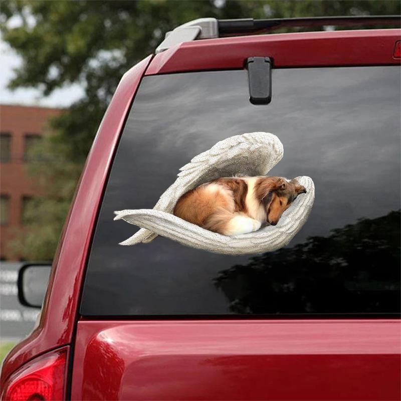 Rough Collie-sleeping angel CAR STICKER