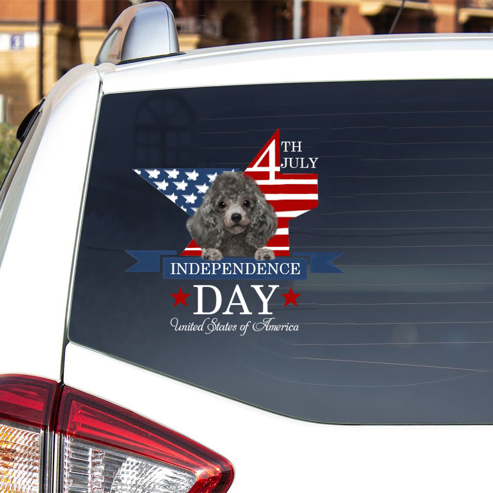 SILVER Miniature Poodle-Independent Day2 Car Sticker