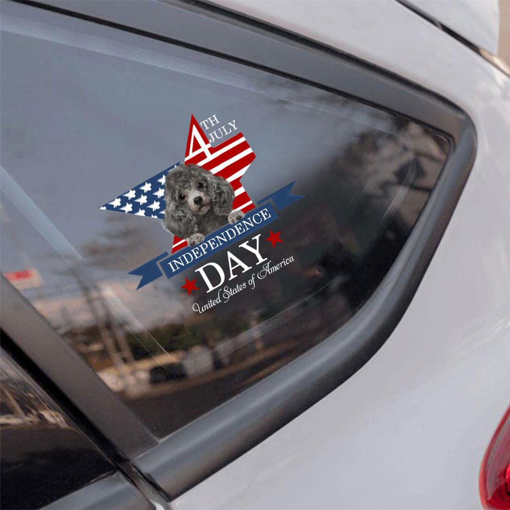 SILVER Miniature Poodle-Independent Day2 Car Sticker