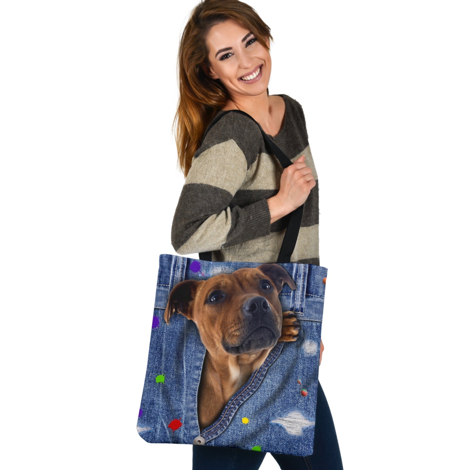 STAFFORDSHIRE BULL TERRIER-The Rainbow-Cloth Tote Bag