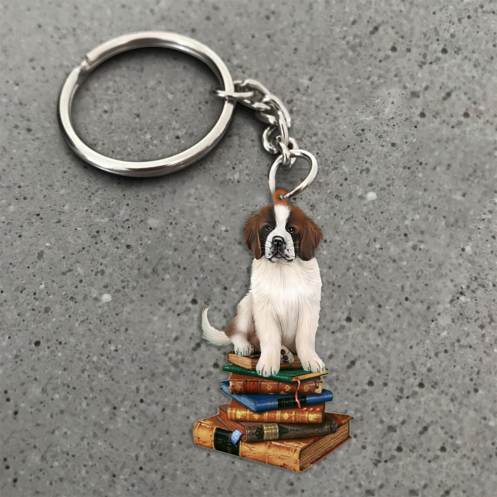 Saint Bernard-Sit On The Book-Flat Acrylic Keychain
