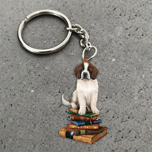 Saint Bernard-Sit On The Book-Flat Acrylic Keychain