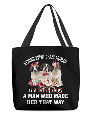 Saint Bernard-Crazy Woman Cloth Tote Bag