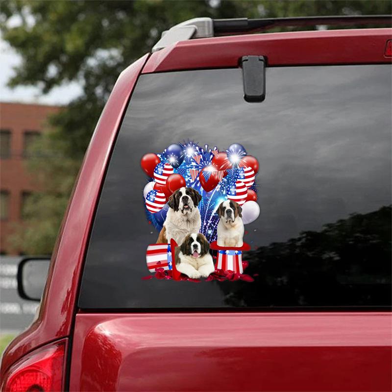 Saint Bernards - Fireworks Celebration Car Sticker