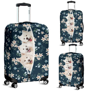 Samoyed-Flowers-Luggage covers