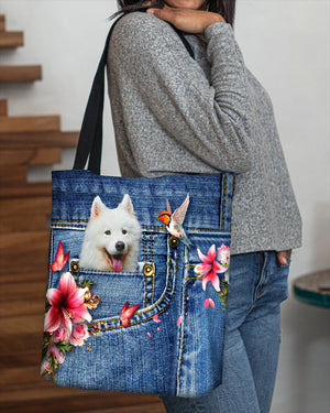 Samoyed-Lily Cloth Tote Bag