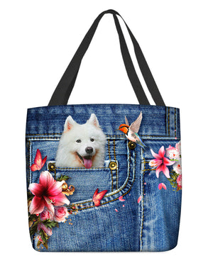 Samoyed-Lily Cloth Tote Bag