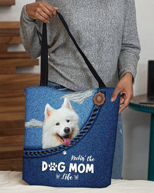 Samoyed-Dog Mom Life-Cloth Tote Bag