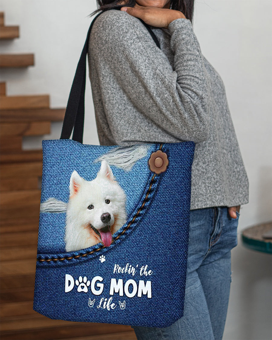 Samoyed-Dog Mom Life-Cloth Tote Bag