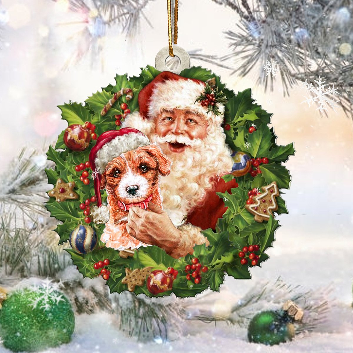 Santa Holds The Cavoodle-Two Sided Ornament