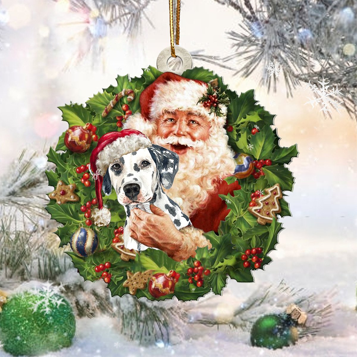 Santa Holds The Dalmatian-Two Sided Ornament