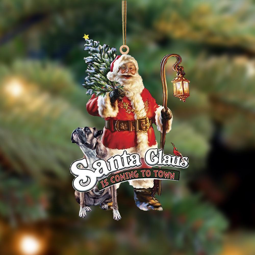 Santa Is Coming To Town With Box2-Two Sided Ornament