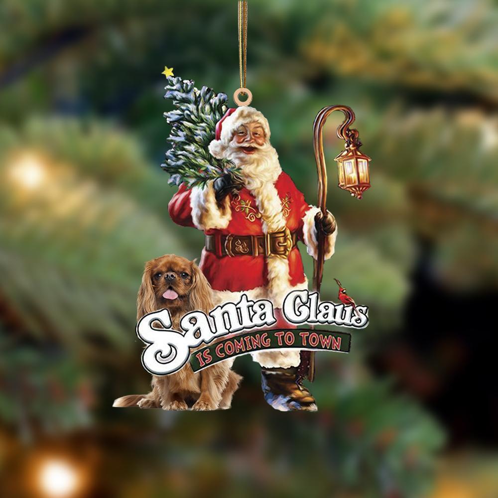 Santa Is Coming To Town With Cavalier King Charles Spaniel 2-Two Sided Ornament