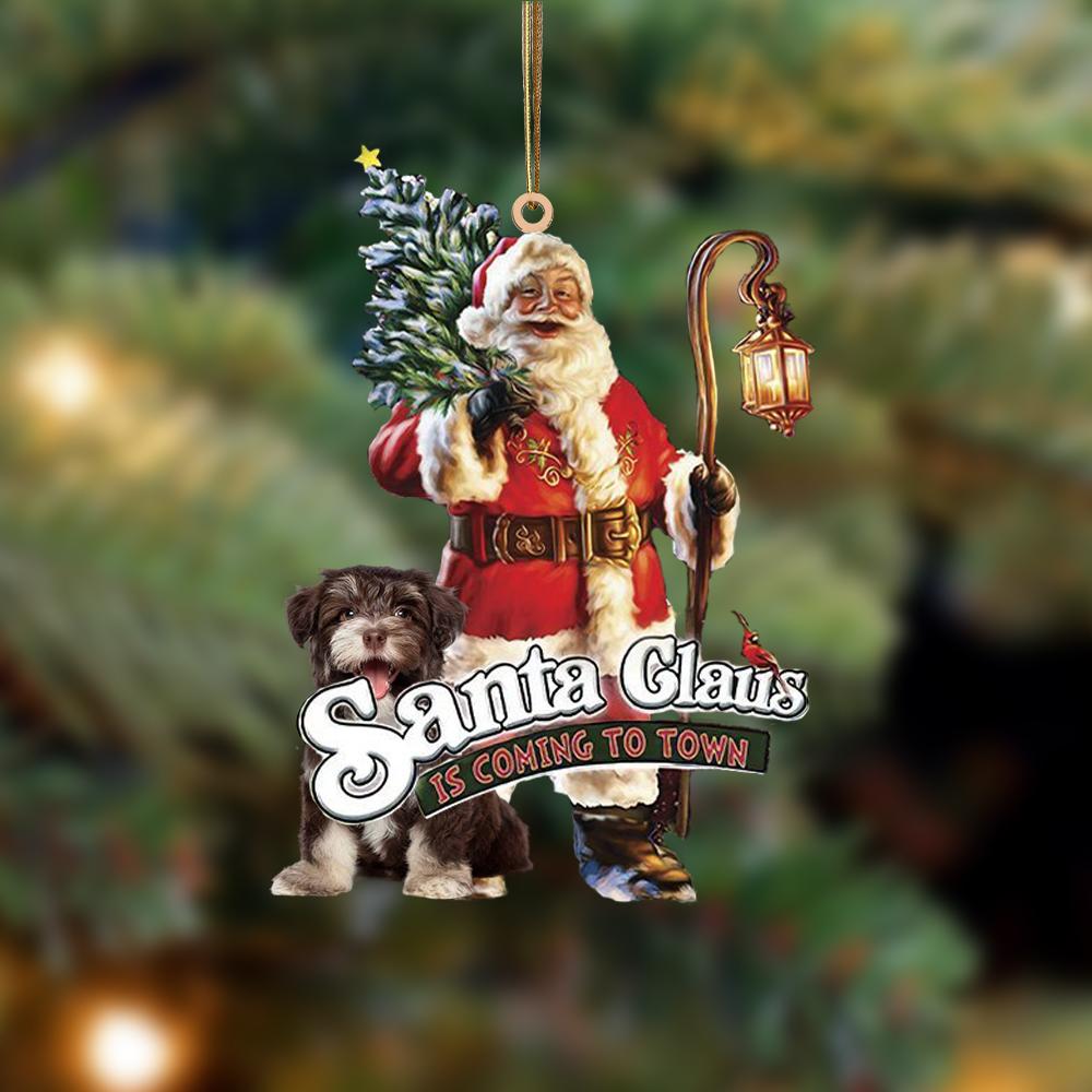 Santa Is Coming To Town With Havanese-Two Sided Ornament