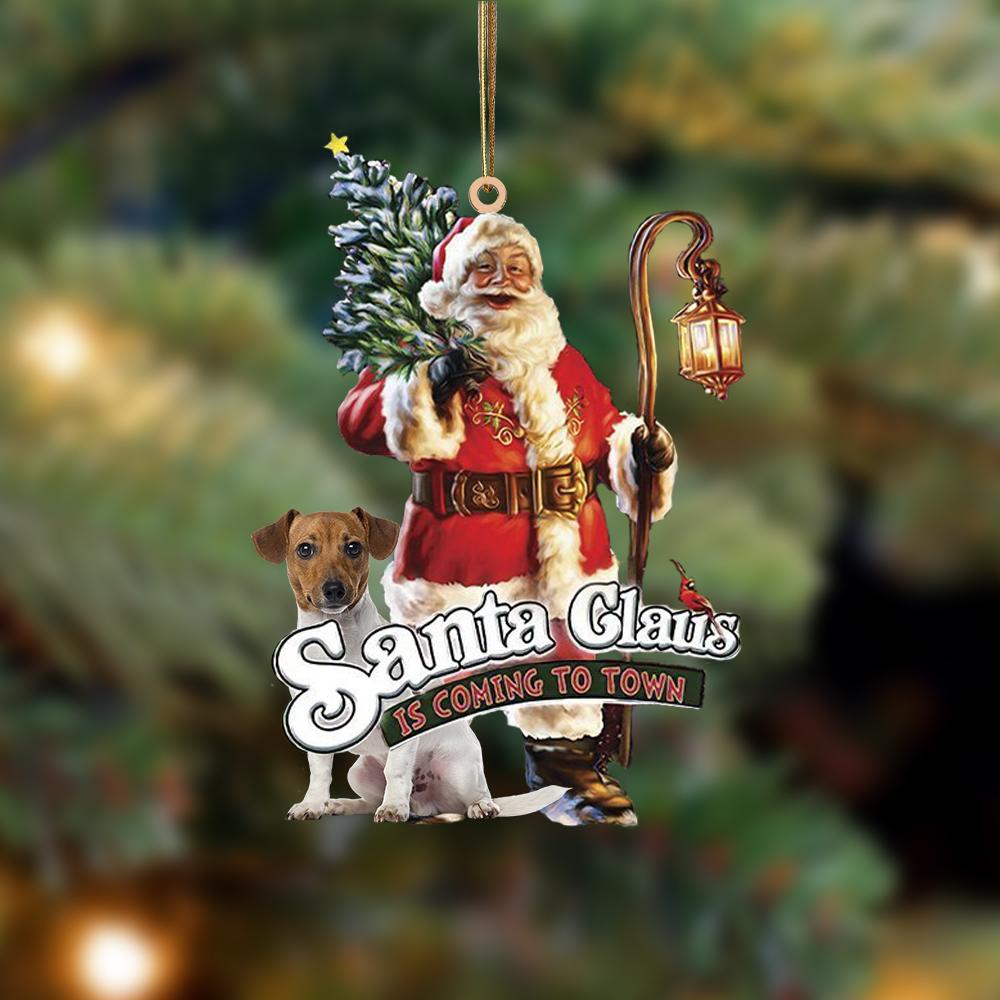 Santa Is Coming To Town With Jack Russell Terrier-Two Sided Ornament