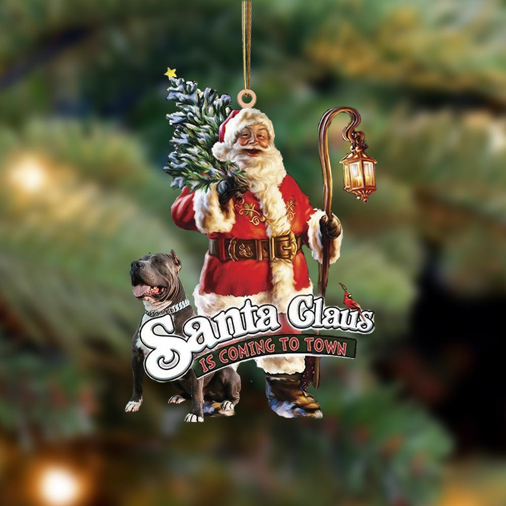 Santa Is Coming To Town With Pitbull-Two Sided Ornament