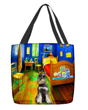 Schnauzer in the bedroom-Cloth Tote Bag