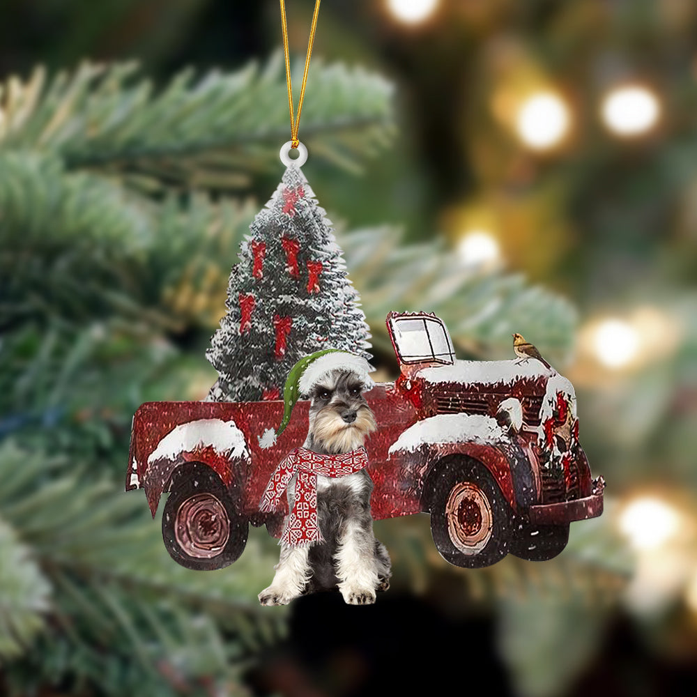 Schnauzer-Christmas Truck Two Sided Ornament