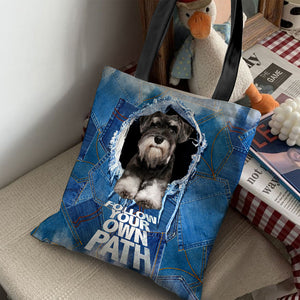 Schnauzer -Follow Your Own Path-Cloth Tote Bag