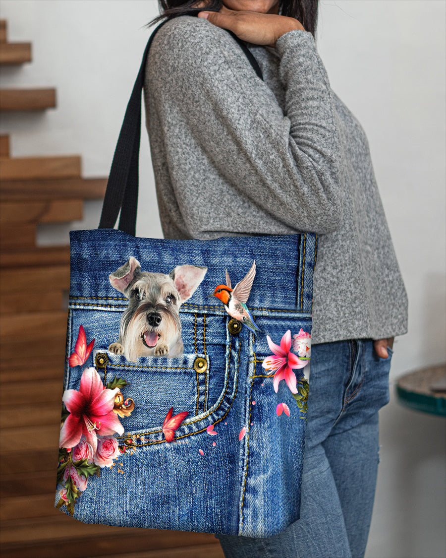 Schnauzer-Lily Cloth Tote Bag