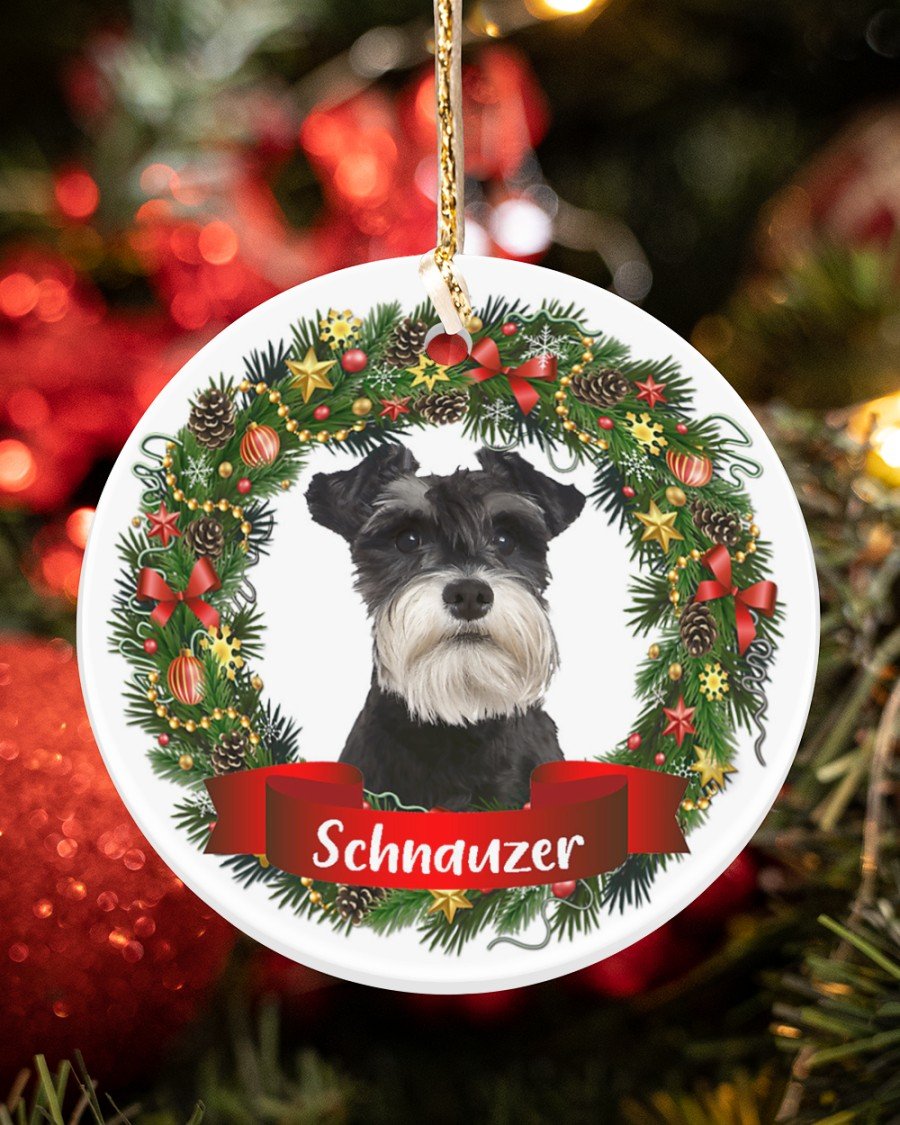 Schnauzer-Noel Circle-Two Sided Ornament