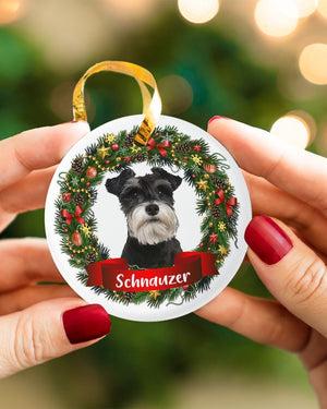 Schnauzer-Noel Circle-Two Sided Ornament