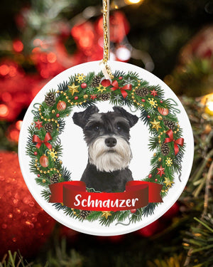 Schnauzer-Noel Circle-Two Sided Ornament