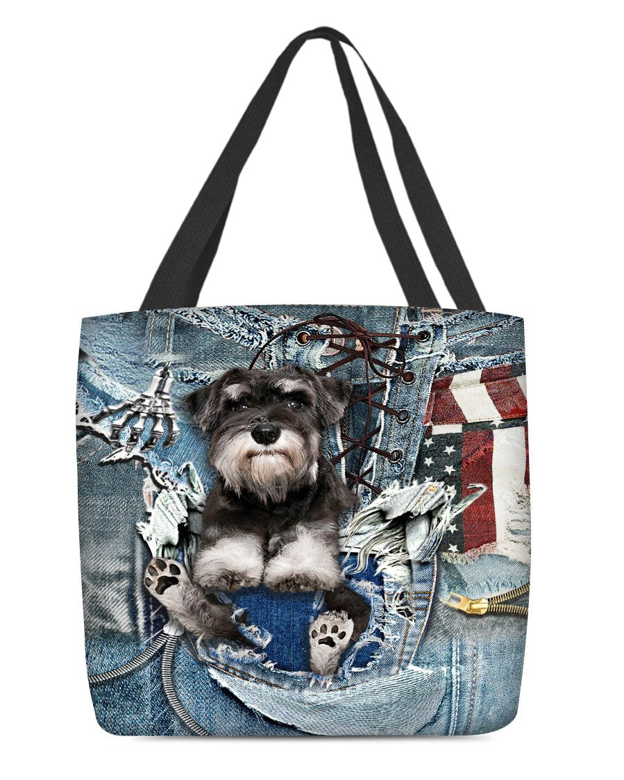 Schnauzer-Ripped Jeans-Cloth Tote Bag